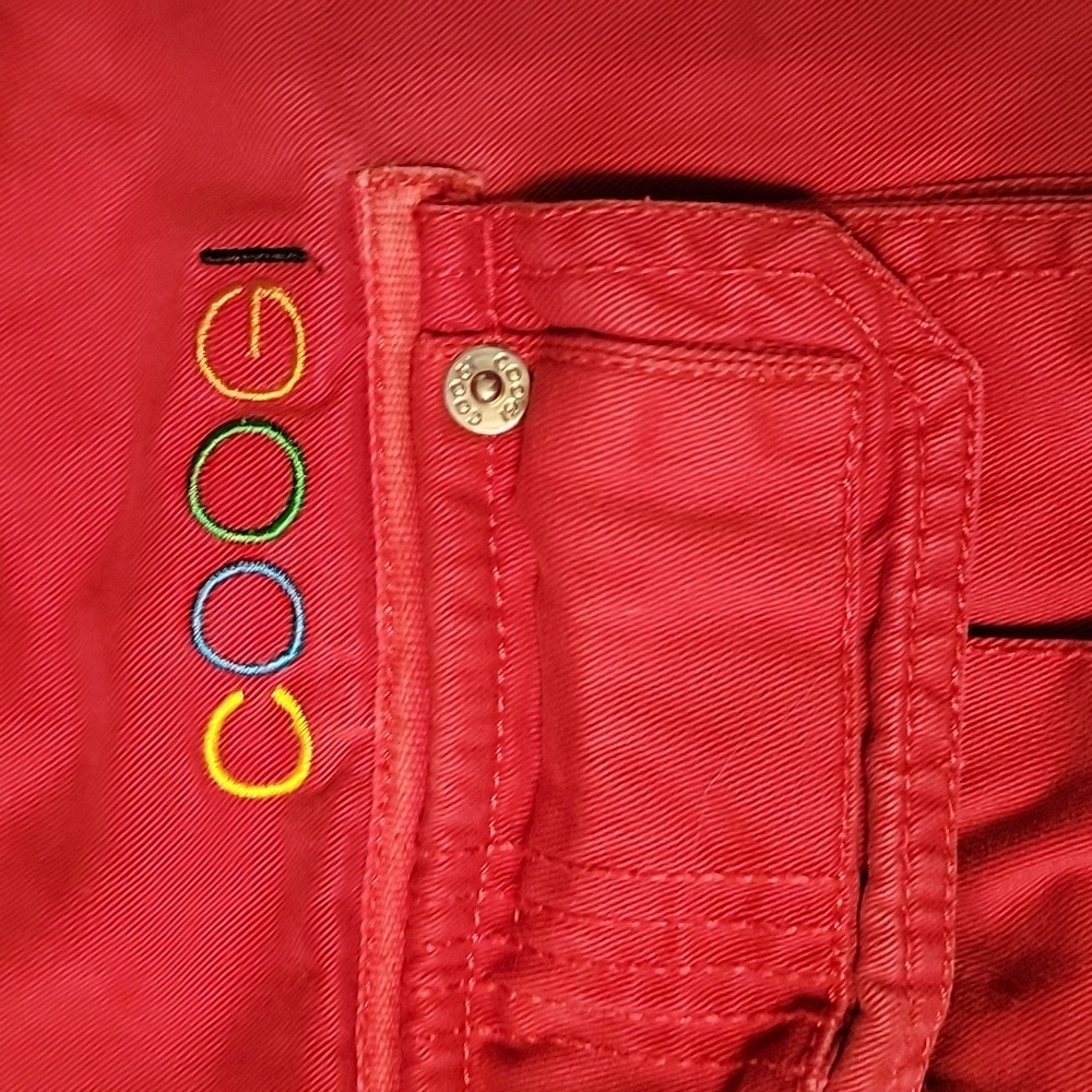 COOGI Y2K Jean Cargo Carpenter Skater Shorts Red Men's Size 44 - Picture 3 of 6